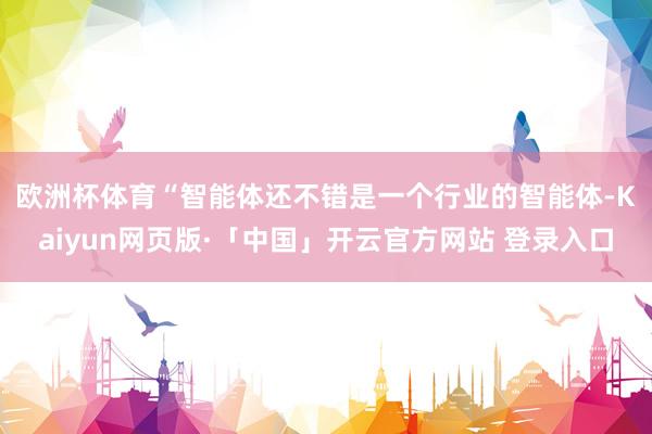 欧洲杯体育　　“智能体还不错是一个行业的智能体-Kaiyun网页版·「中国」开云官方网站 登录入口